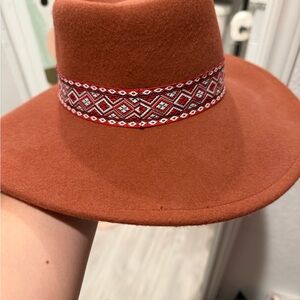 Universal Thread Brown and Red Fedora Hat